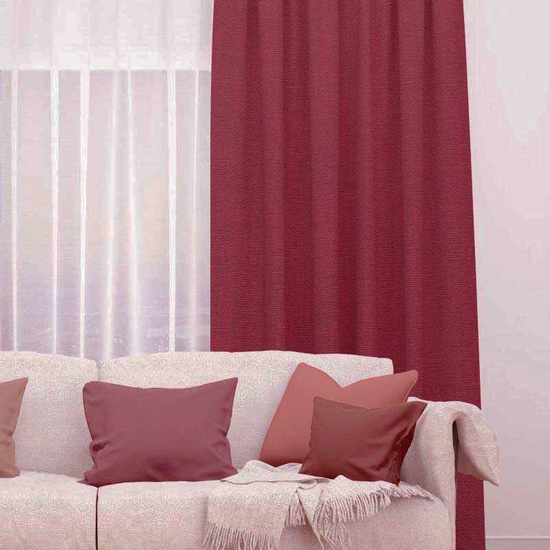 Bonny Merlot Plain Fabric Thermal Curtains NZ