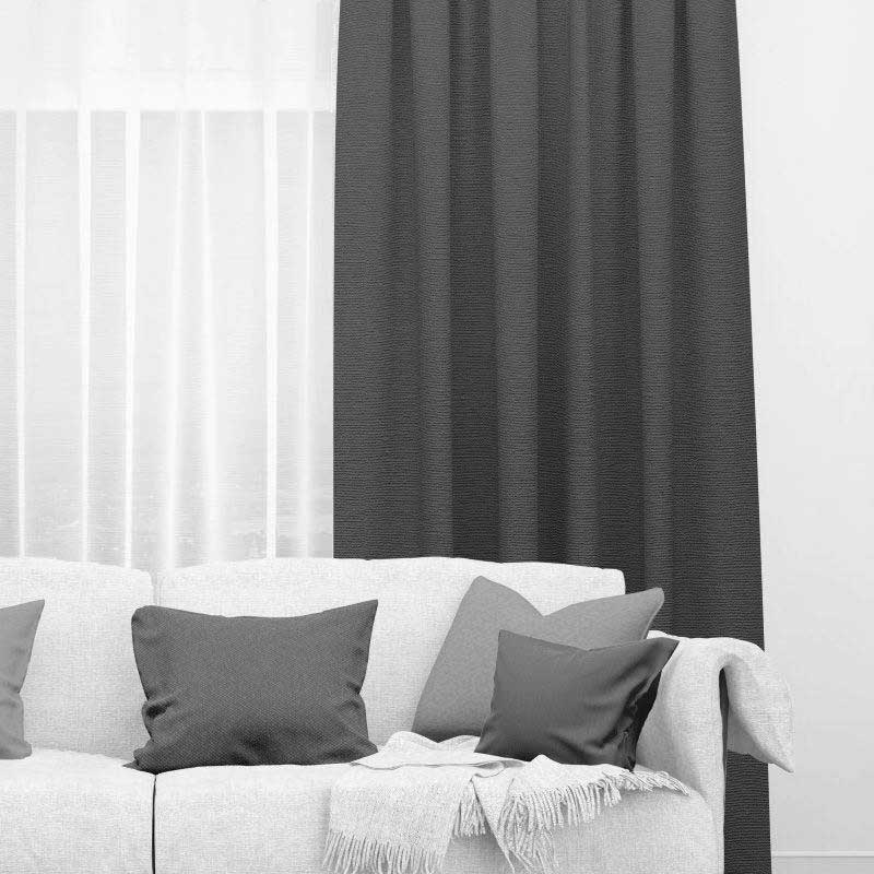Bonny Onyx Plain Fabric Thermal Curtains NZ